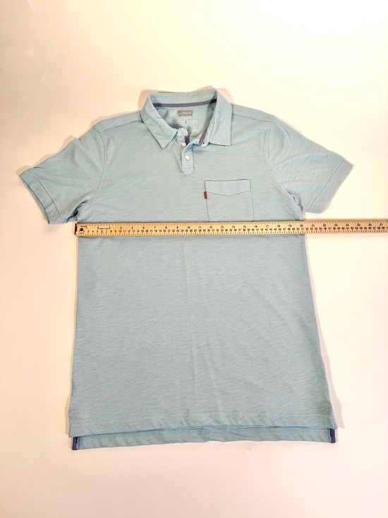 Levi's Light Blue Red Tab Pocket Slub Polo Neo-Prep Coastal Preppy Minimalist - Picture 7 of 10
